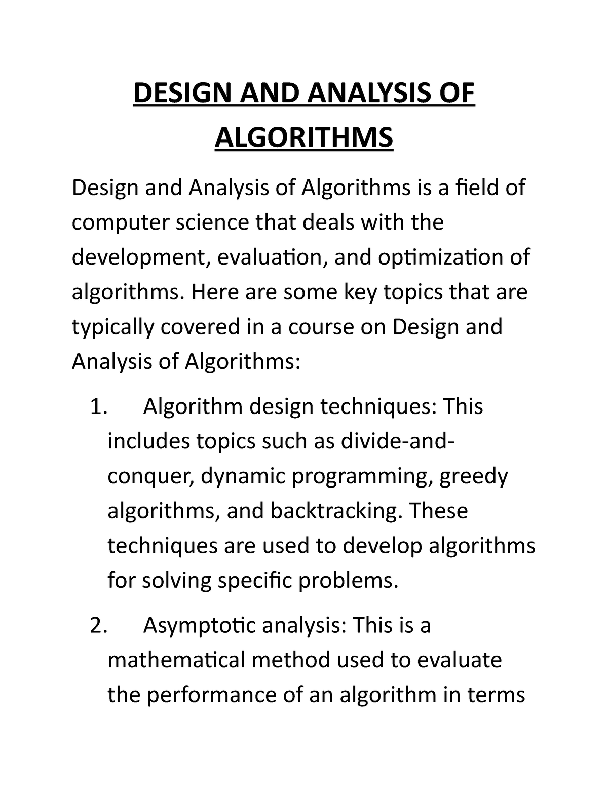 Design AND Analysis OF Algorithms - DESIGN AND ANALYSIS OF ALGORITHMS ...