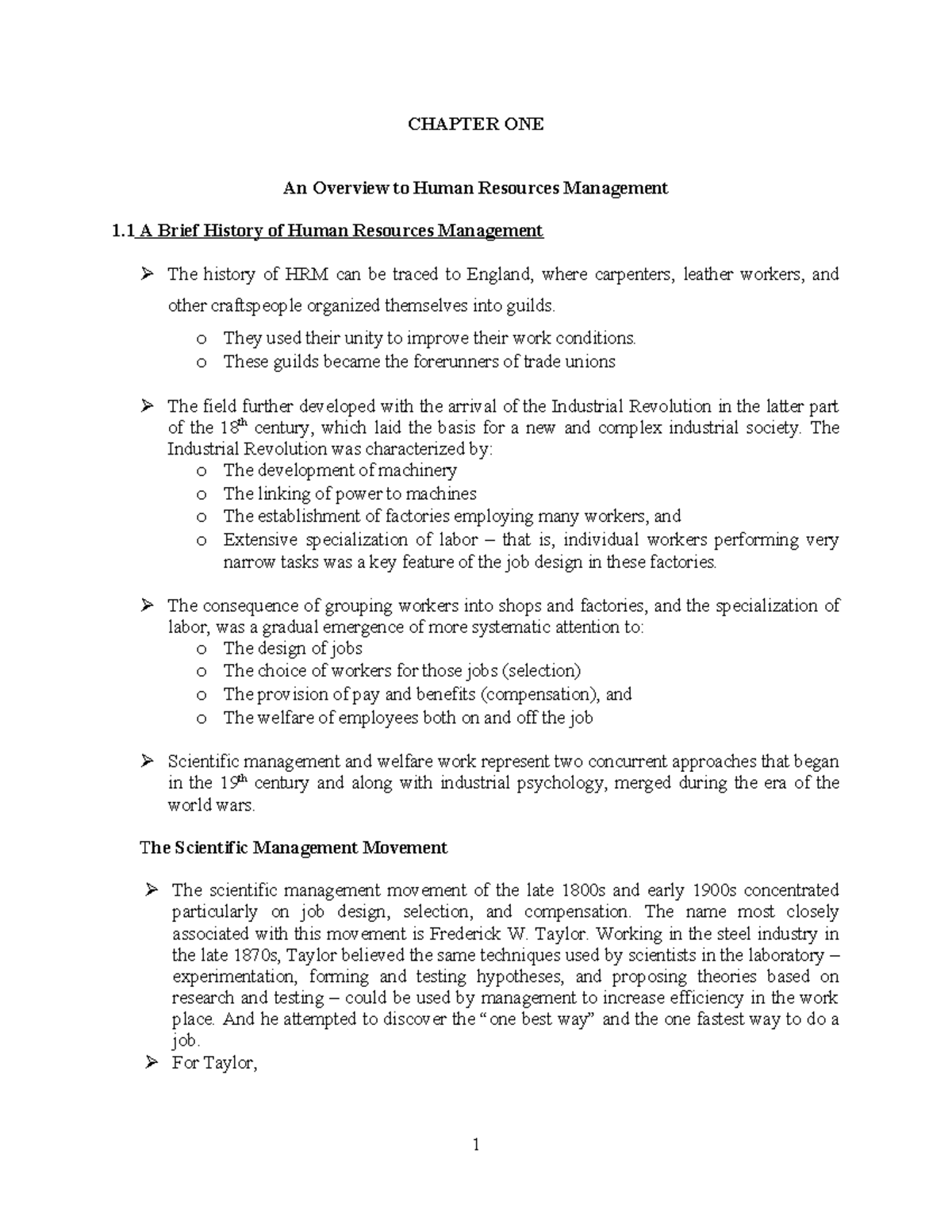 Ch-1Human Resource Management - CHAPTER ONE An Overview to Human ...