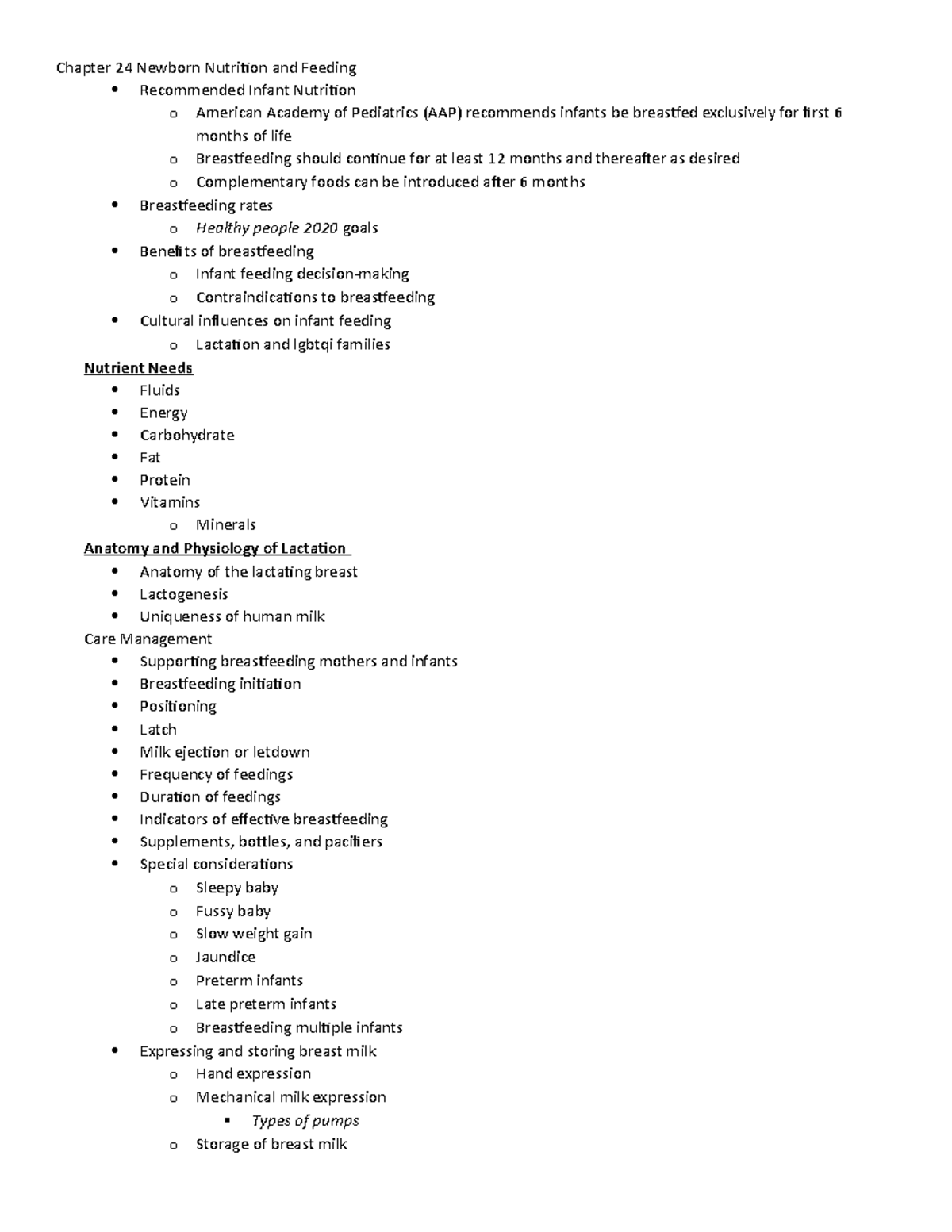 NURS 202 ch 24 outline - Chapter 24 Newborn Nutrition and Feeding ...