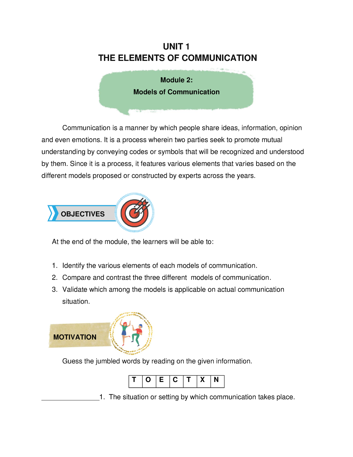 Oralcom Module 2 - Lecture Notes For Oral Communication - UNIT 1 THE ...