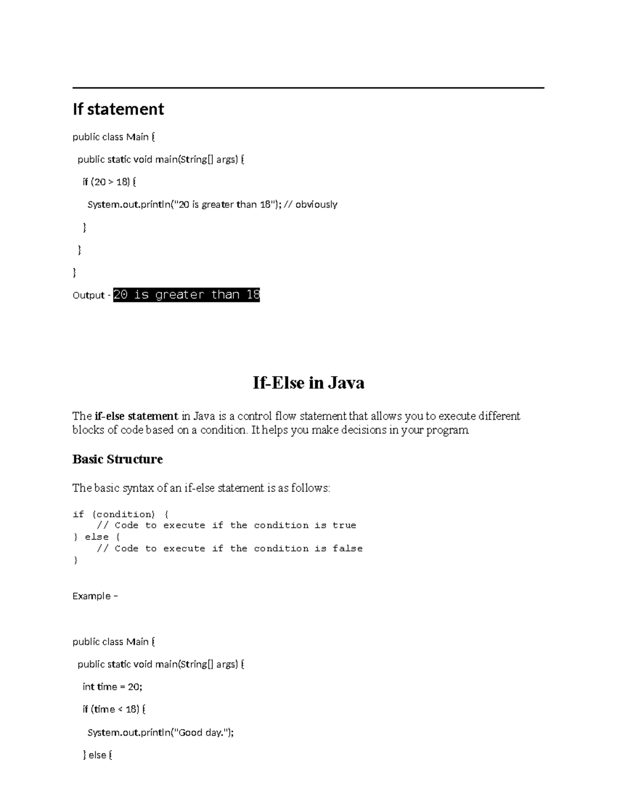 If Else statement - cc bid ha cghf uahc - If statement public class ...