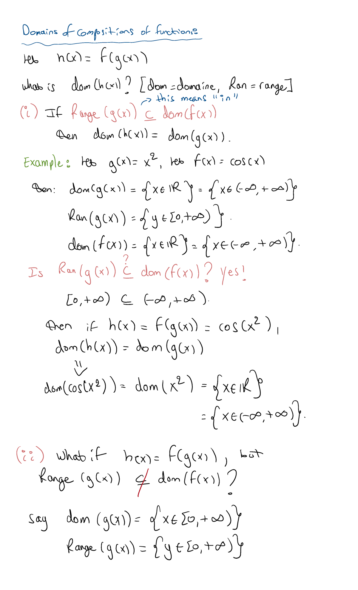 Notes on domains of composite functions - MATH 203 - Studocu