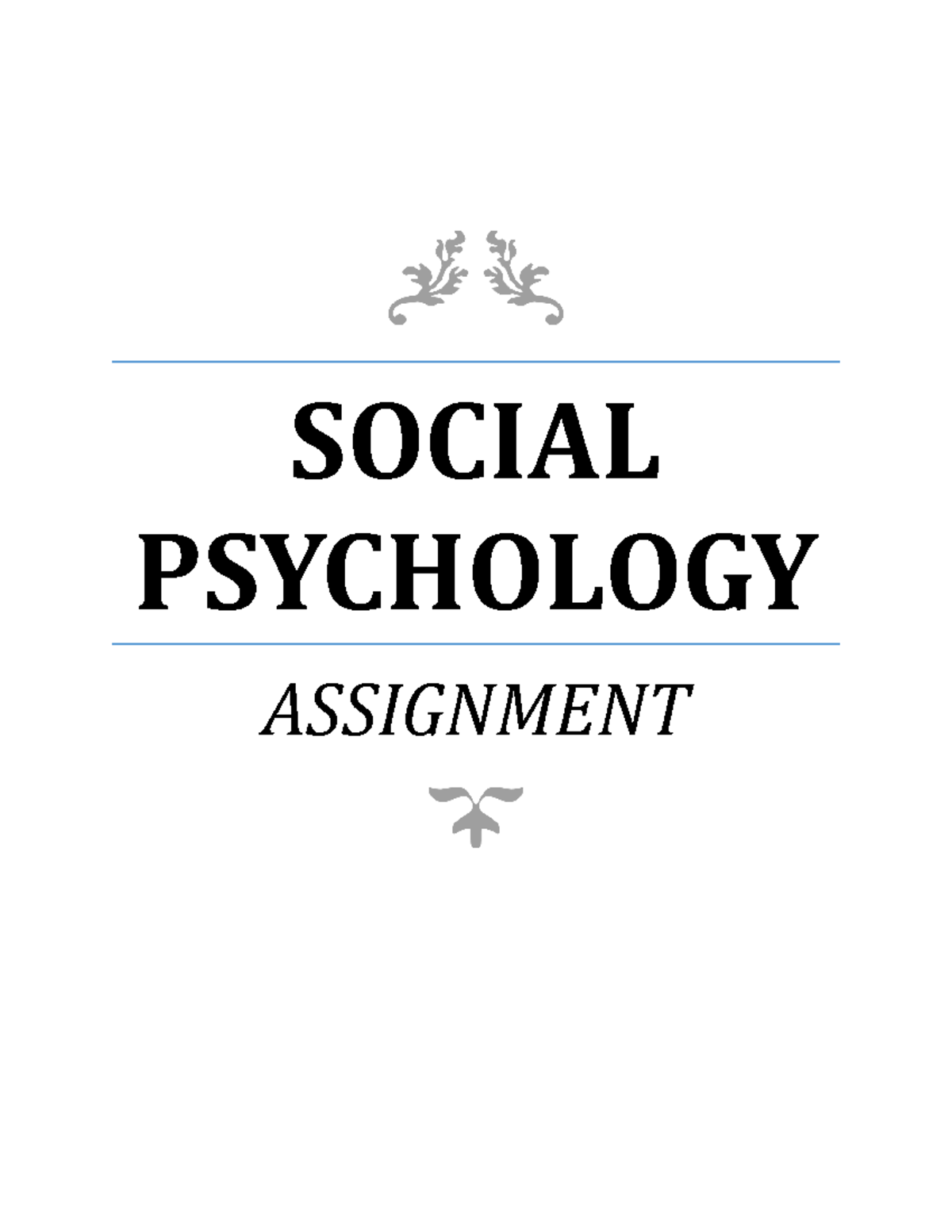 social psychology assignment 1