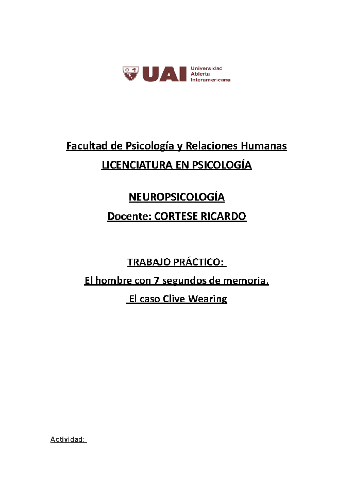 CASO Clive Wearing - Facul…