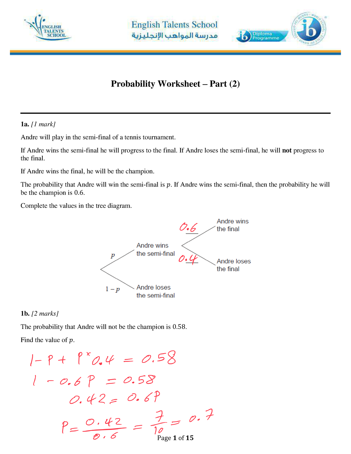 probability practice and problem solving c answer key