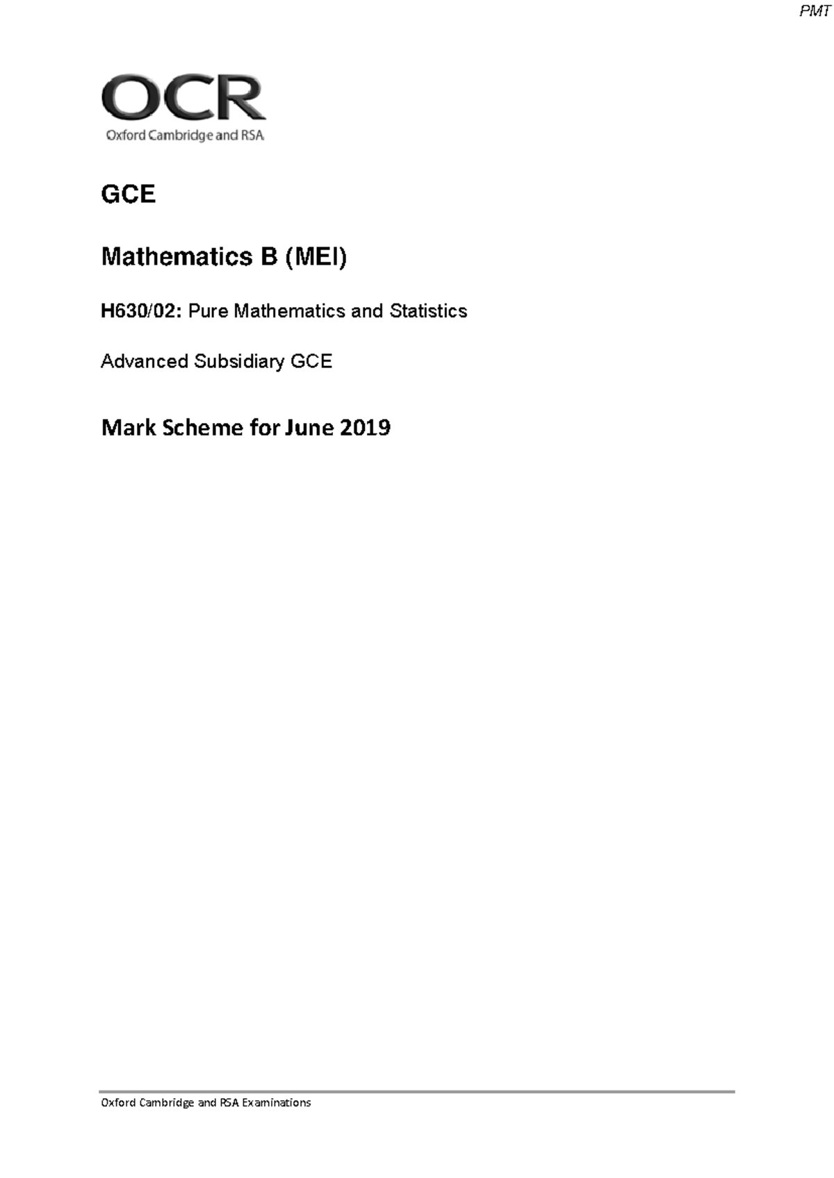June 2019 MS - 123123123123 - Oxford Cambridge and RSA Examinations GCE ...