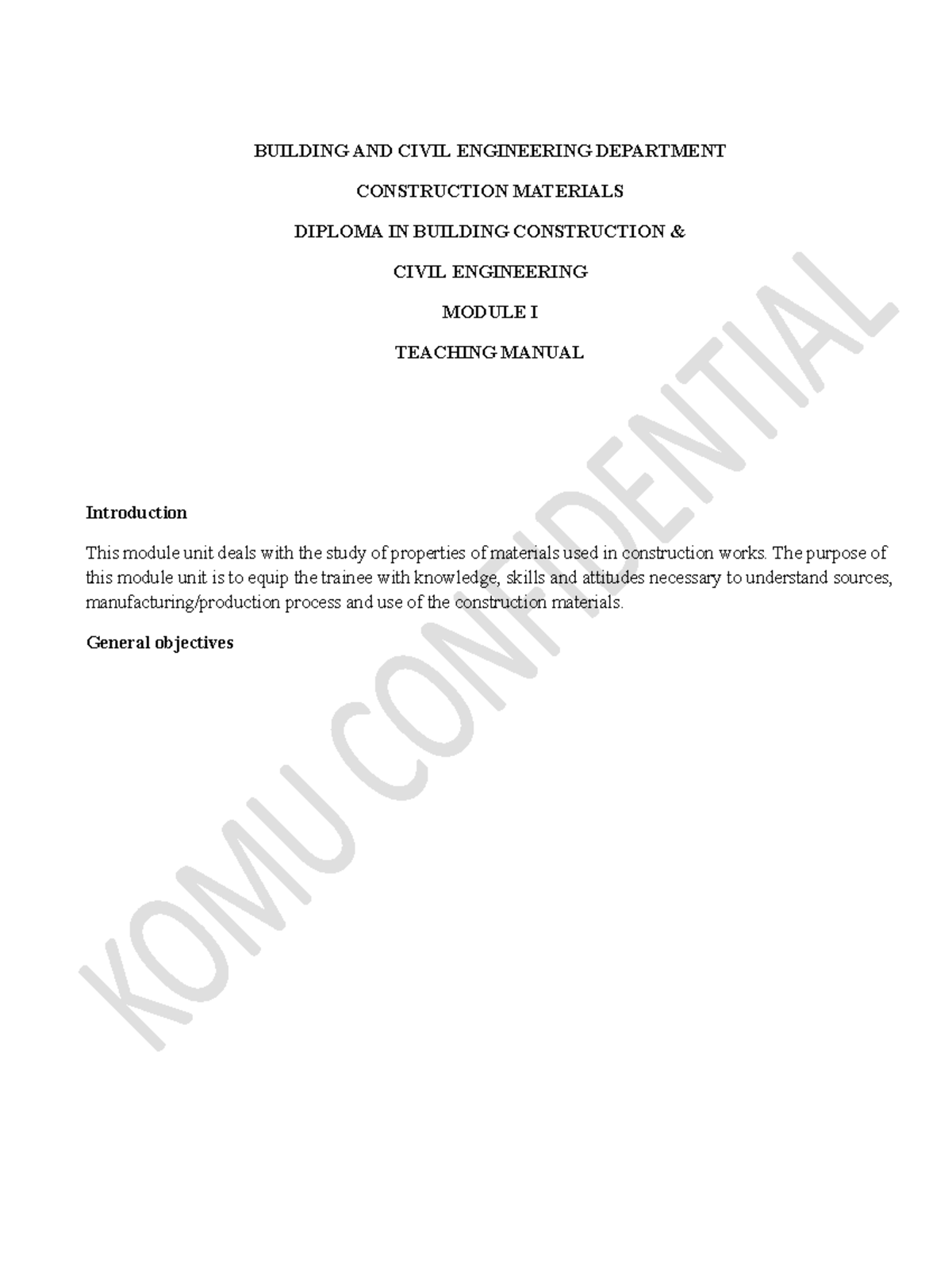 Diploma Materials Manual - BUILDING AND CIVIL ENGINEERING DEPARTMENT ...