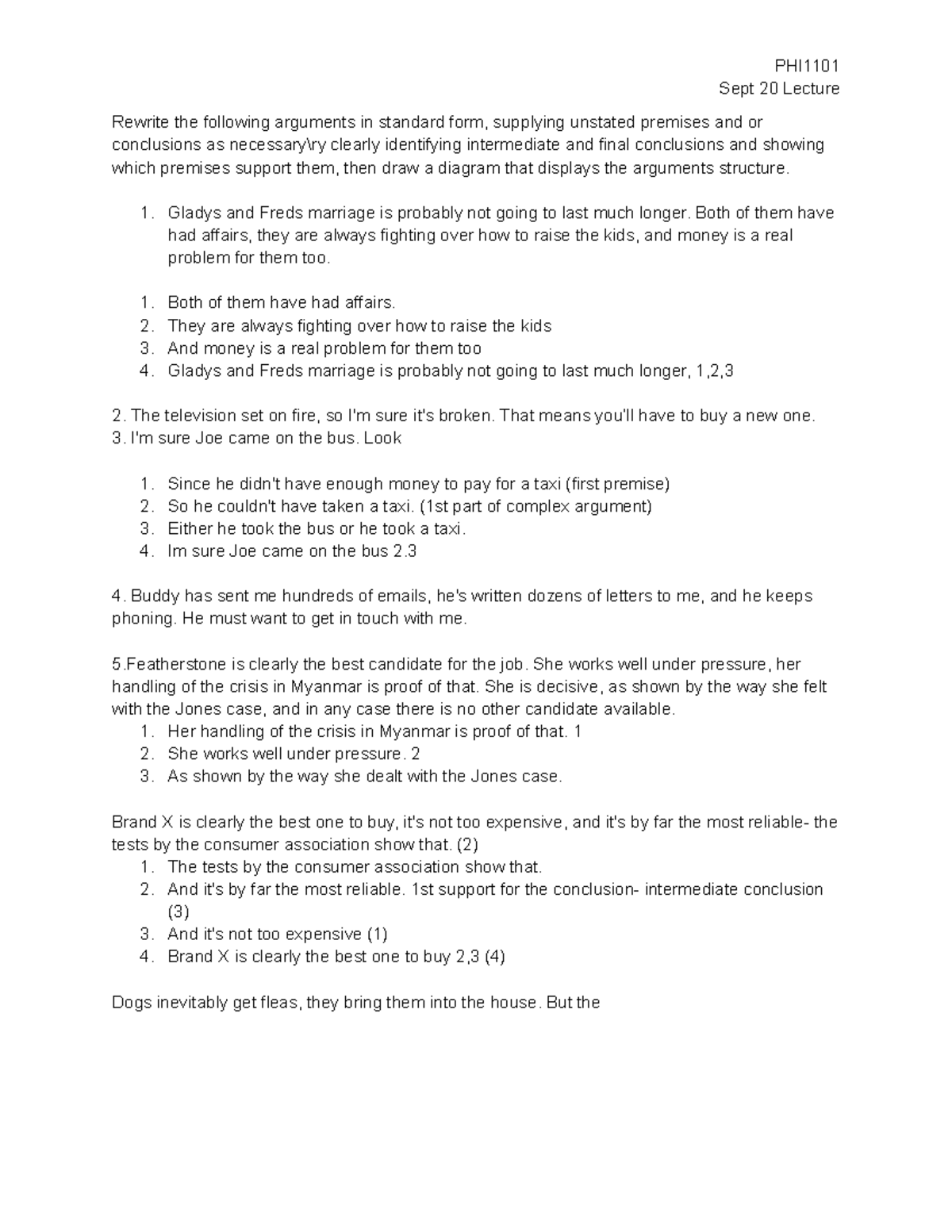 PHI1101- September 20, Chapter 1 Exercises - PHI Sept 20 Lecture ...
