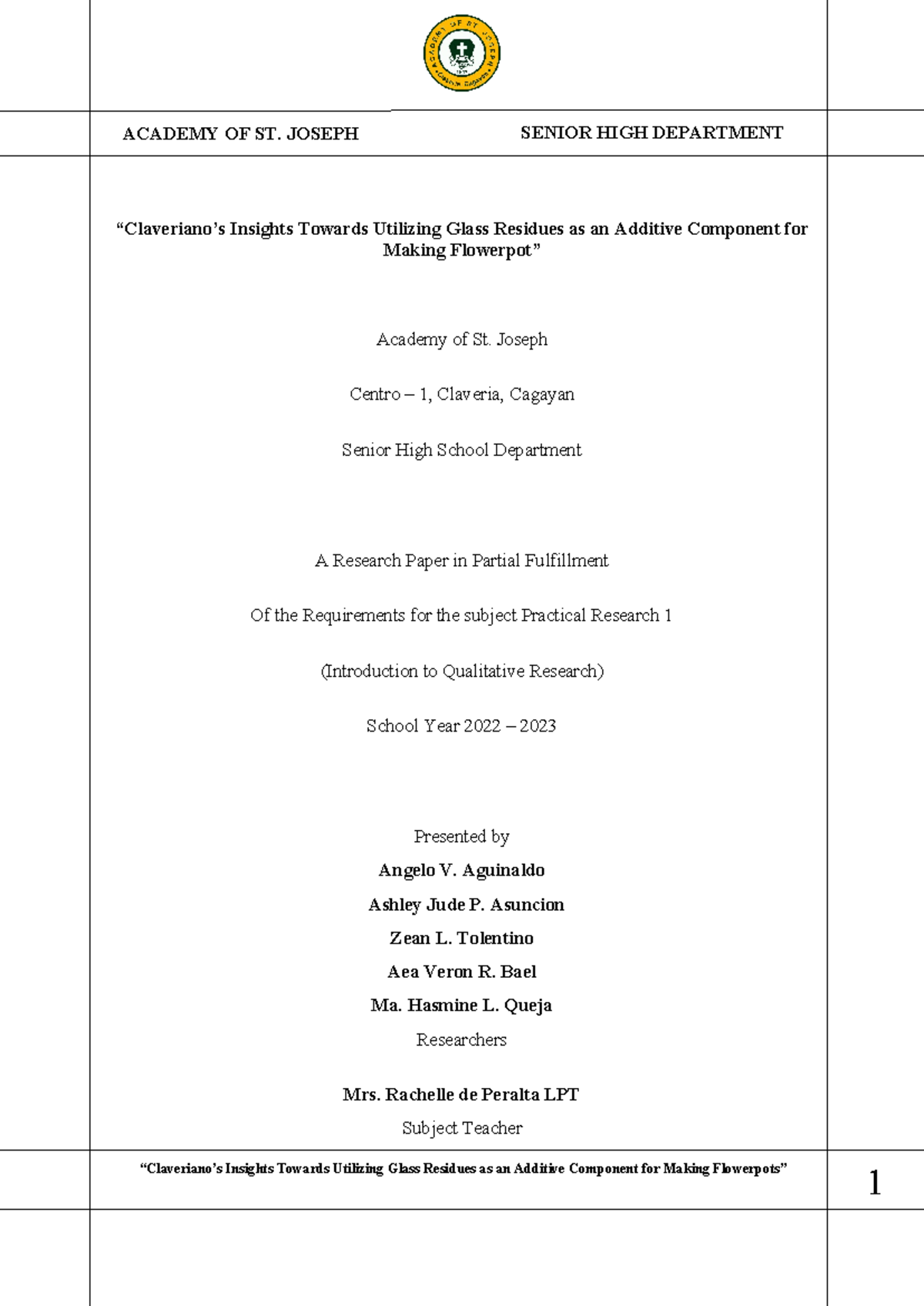 PR- Format - wenvs - “Claveriano’s Insights Towards Utilizing Glass ...