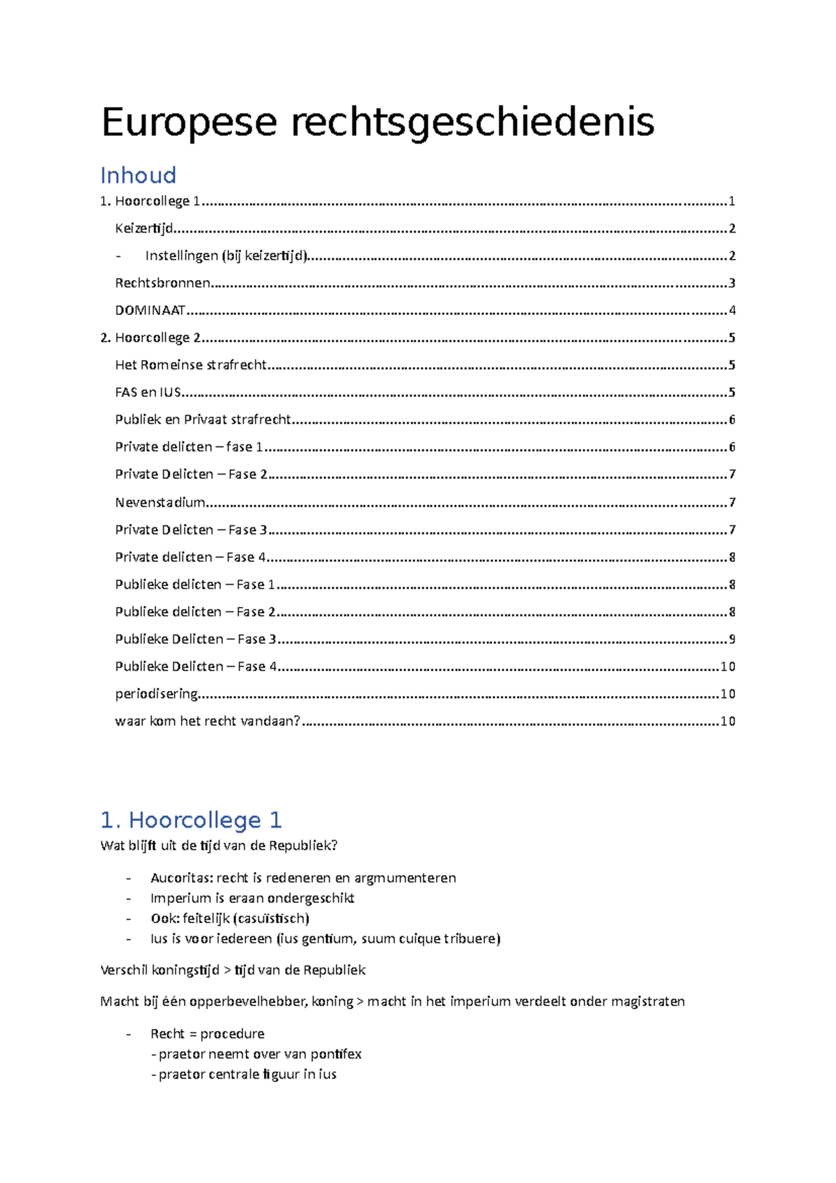 Semester 1 Europese Rechtsgeschiedenis Hoorcollege's - Europese ...