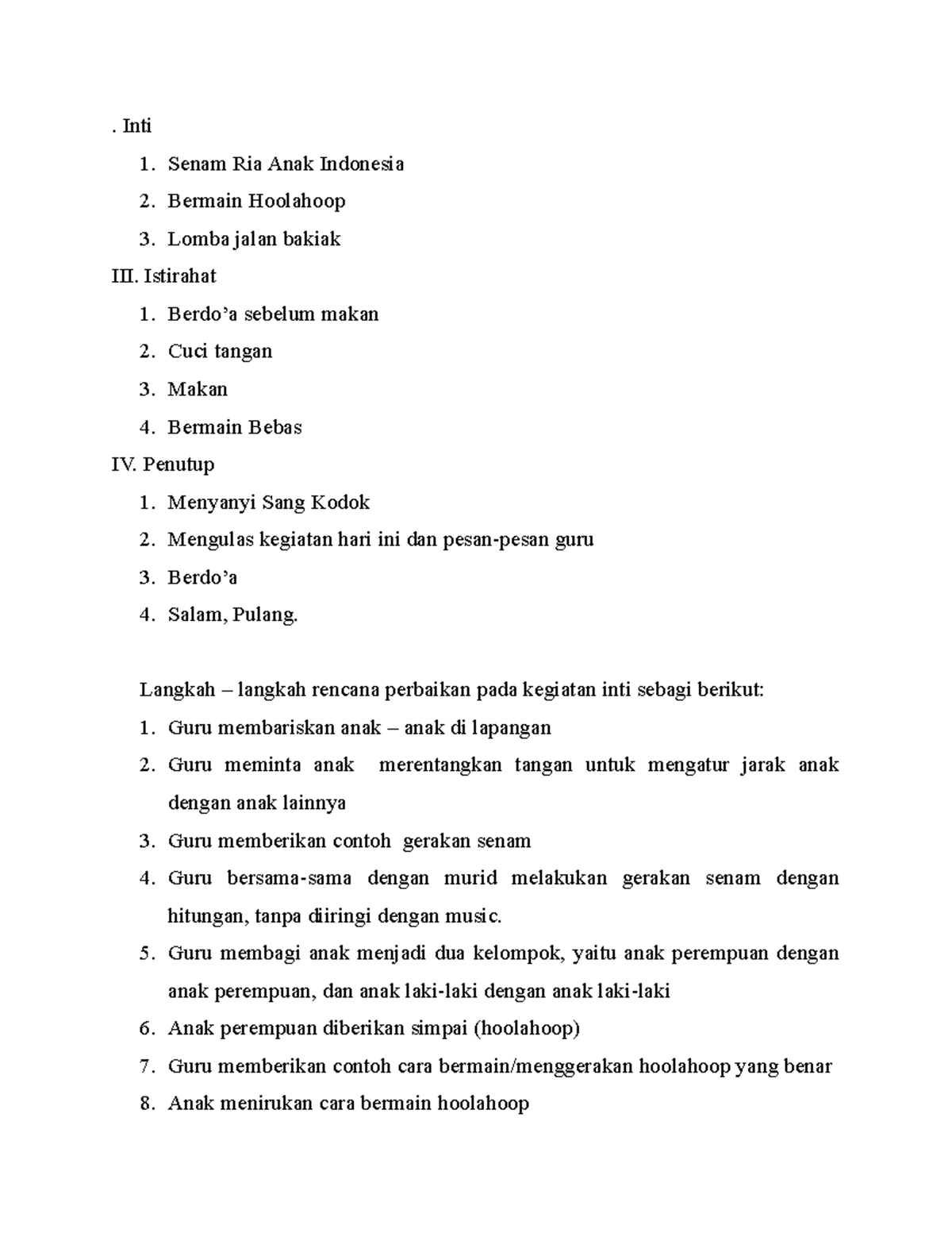 PKP part 8 - PKP part 8 - . Inti 1. Senam Ria Anak Indonesia 2. Bermain ...