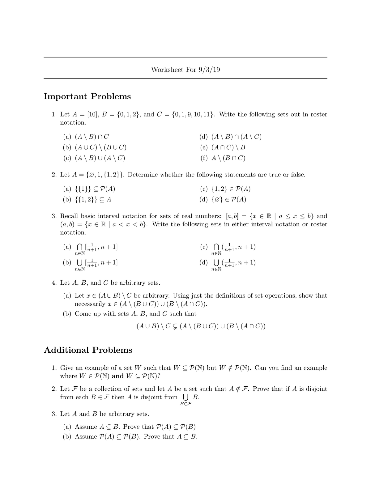Worksheet 0903 Worksheet For 9 3 Important Problems Leta 10 B 0 1 2 Andc 0 1 9 Studocu