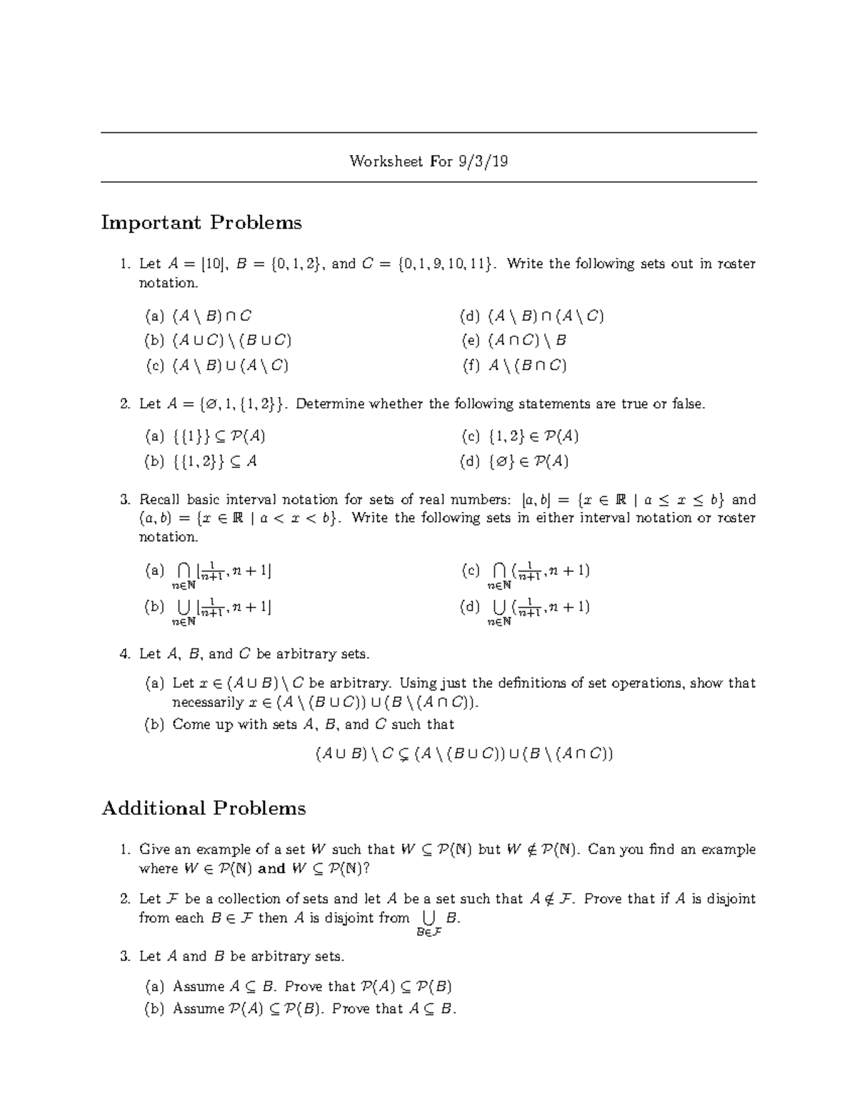 Worksheet 0903 Worksheet For 9 3 Important Problems Leta 10 B 0 1 2 Andc 0 1 9 Studocu