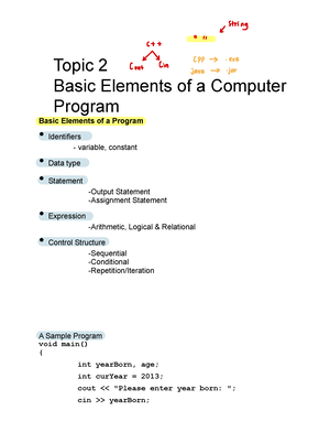 Programming in C Programming Exercise 2 - Indicate which of the ...