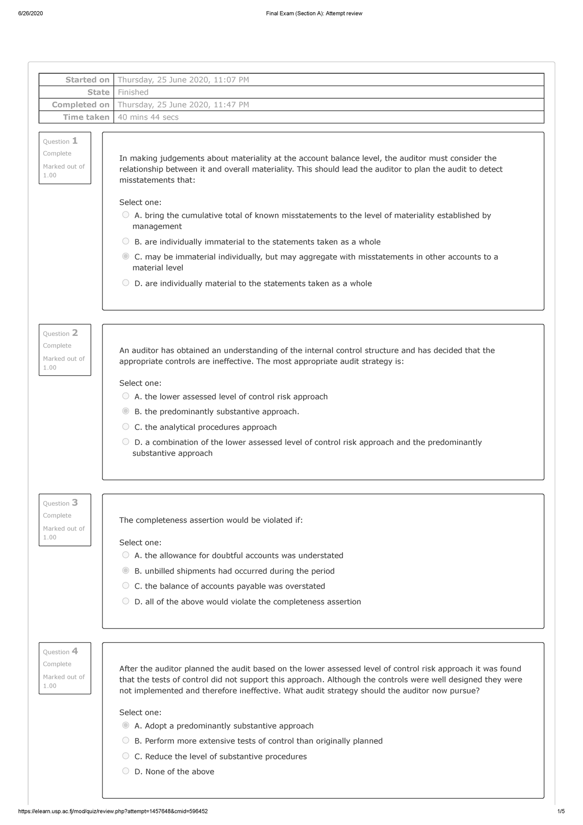 AF304 MC Kprasad - sample solutions and questions - Question 1 Complete ...