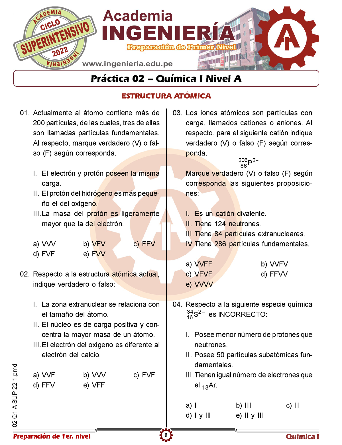 Química 1 Práctica Semana-02 - 1 02 Q1 A SUP 22 1 Pr·ctica 02 ñ QuÌmica ...