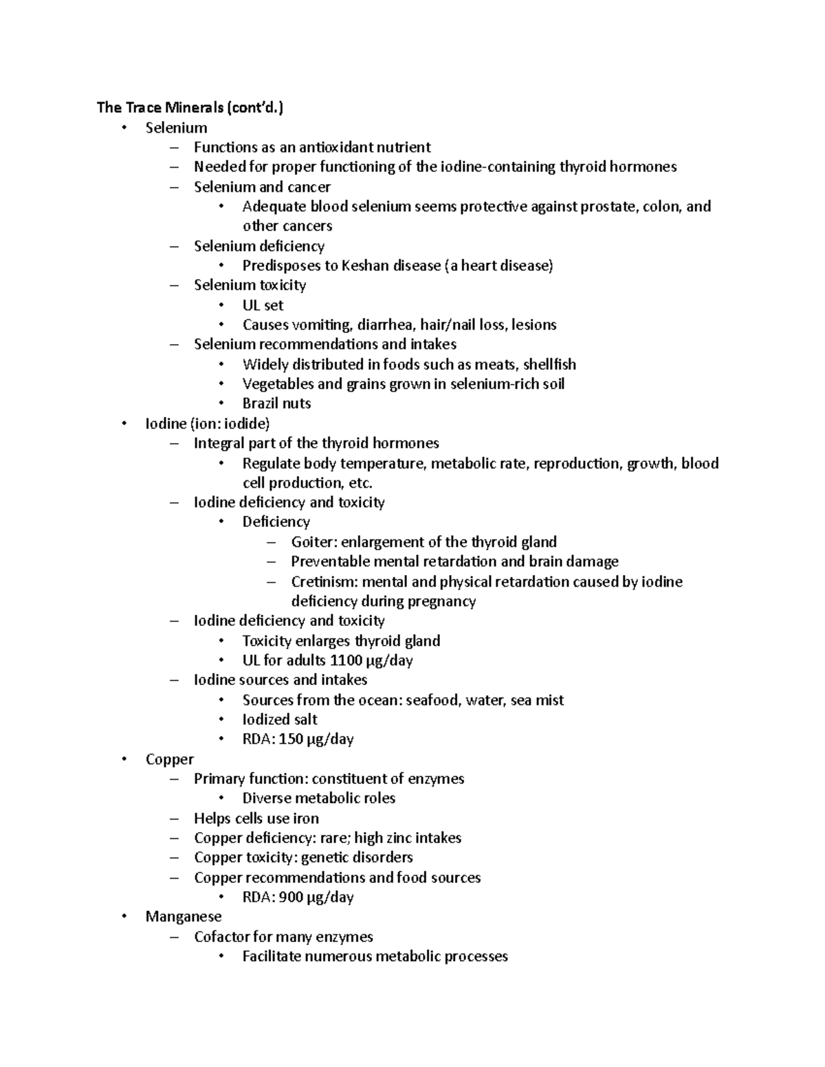 Ch. 9 (FCS 251) Part 7 - Professor: Heather Dykes - The Trace Minerals ...