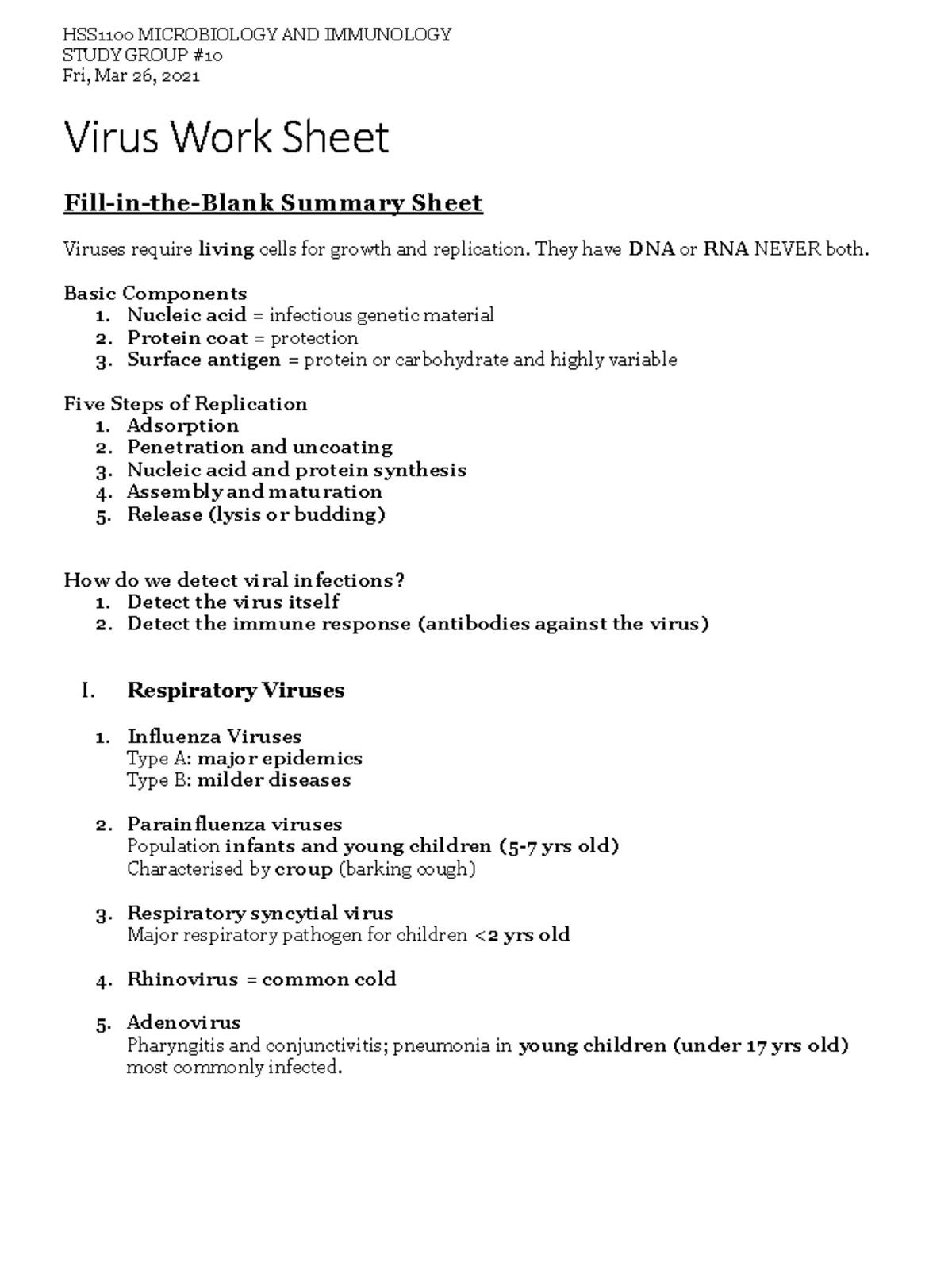 Virus Worksheet Answers STUDY GROUP 10 Fri, Mar 26, 2021 Virus Work