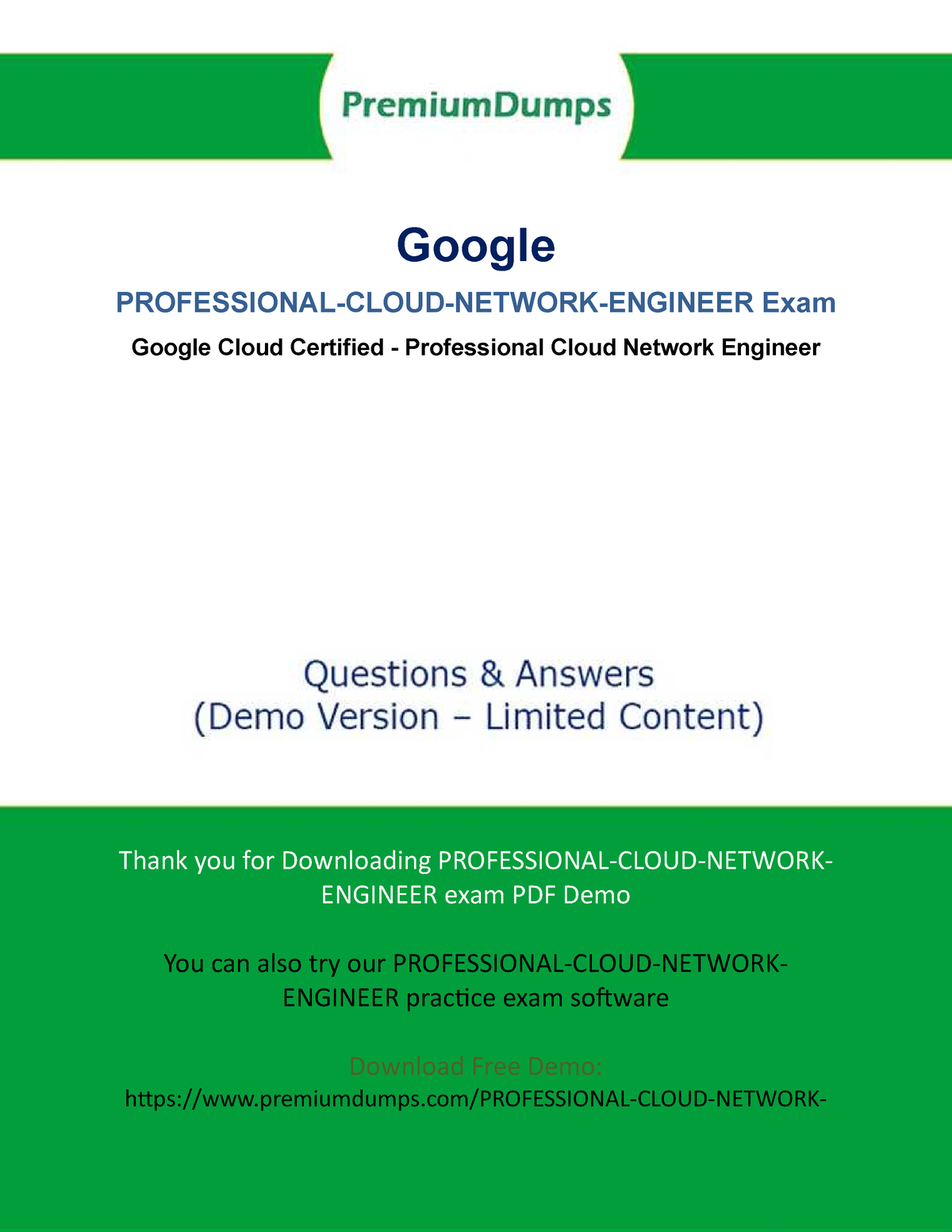 Professional Cloud Network Engineer demo - Questions Answers PDF Page 1 Google  Exam Google Cloud - Sns-Brigh10