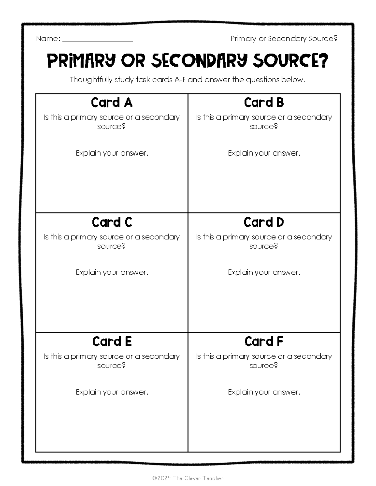 1-5 Primary or Secondary Source Worksheet - Primary or secondary source ...