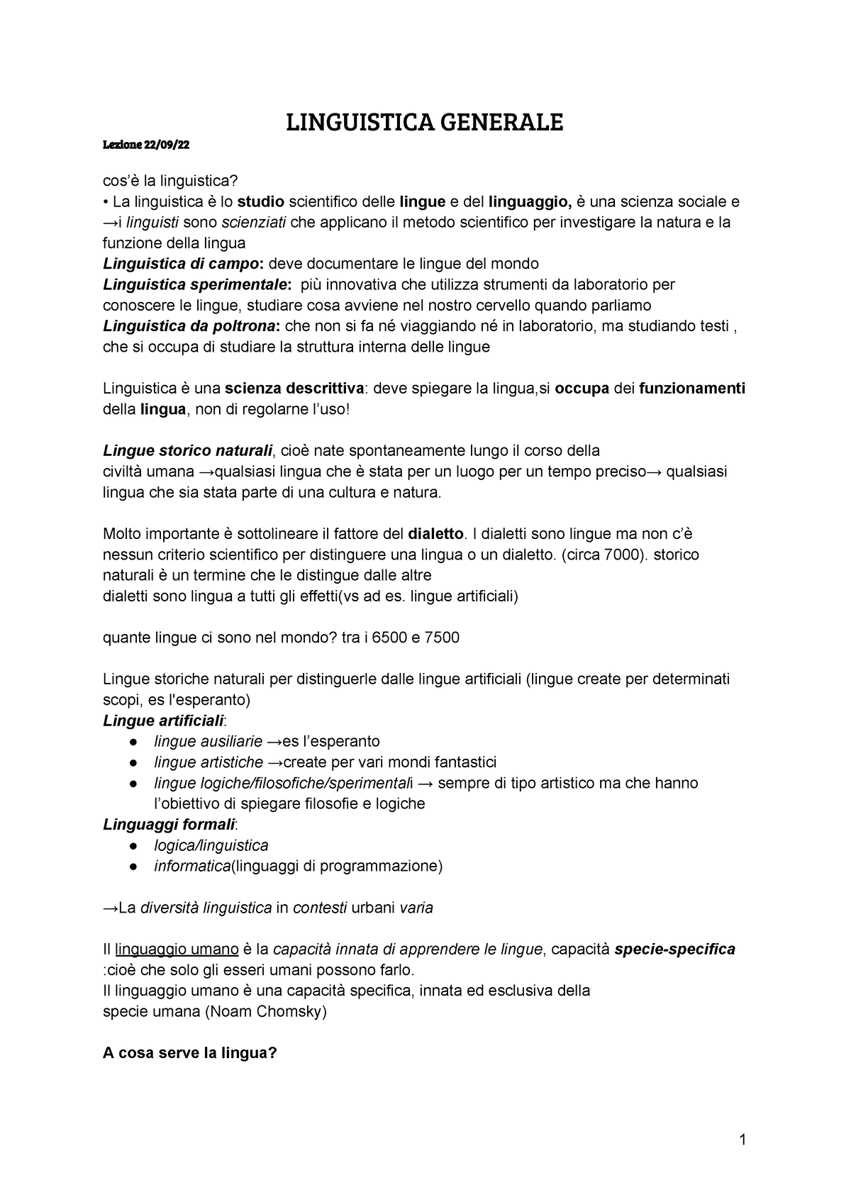 Linguistica Generale Linguistica Generale Lezione Cos La Linguistica La Linguistica