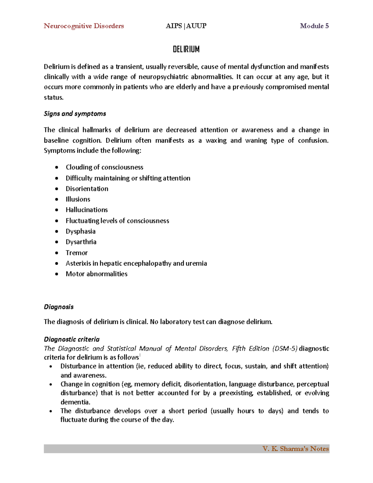 Module-5 DELIRIUM - DELIRIUM Delirium is defined as a transient ...