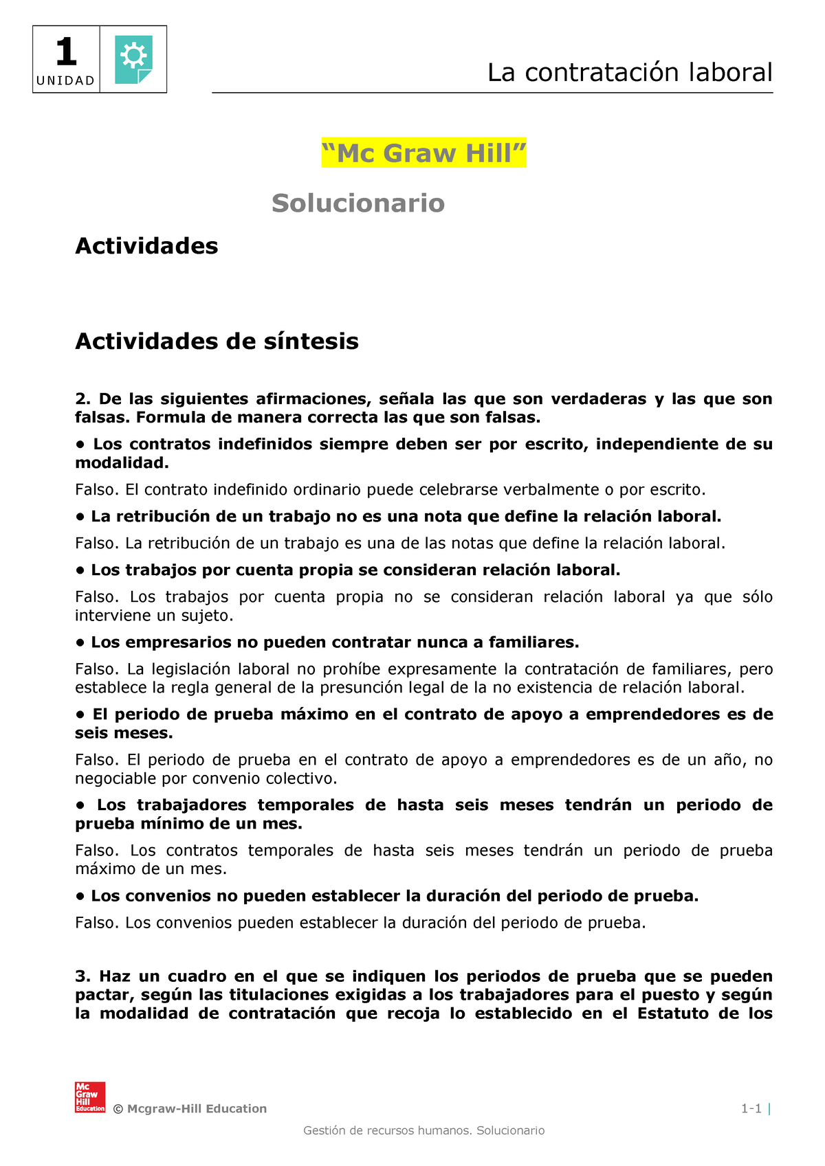 Solucionario T1. RRHH - SOLUCIONES - © Mcgraw-Hill Education 1-1 | U N ...