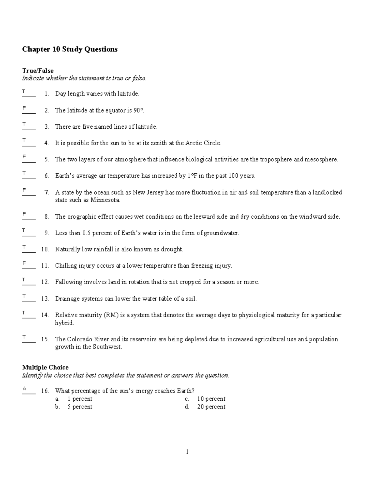 Chapter 10 Study Questions - Name: ________________________ Class ...