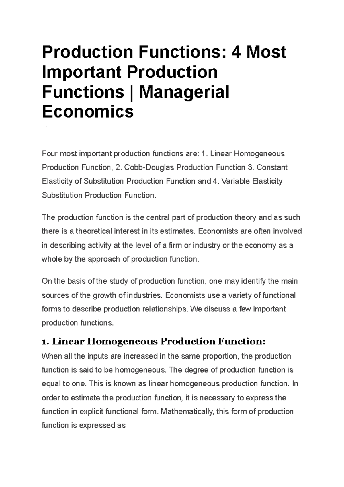 Application Of Cobb Douglas Production Function In Agriculture