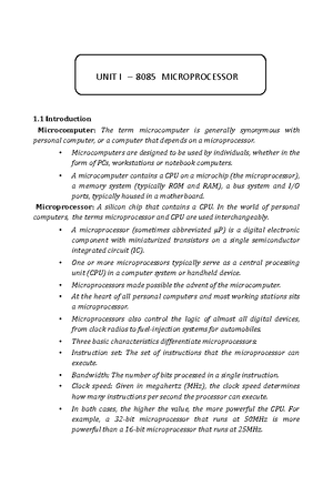 Mm1 - Microprocessors and Microcontrollers notes - What is a ...