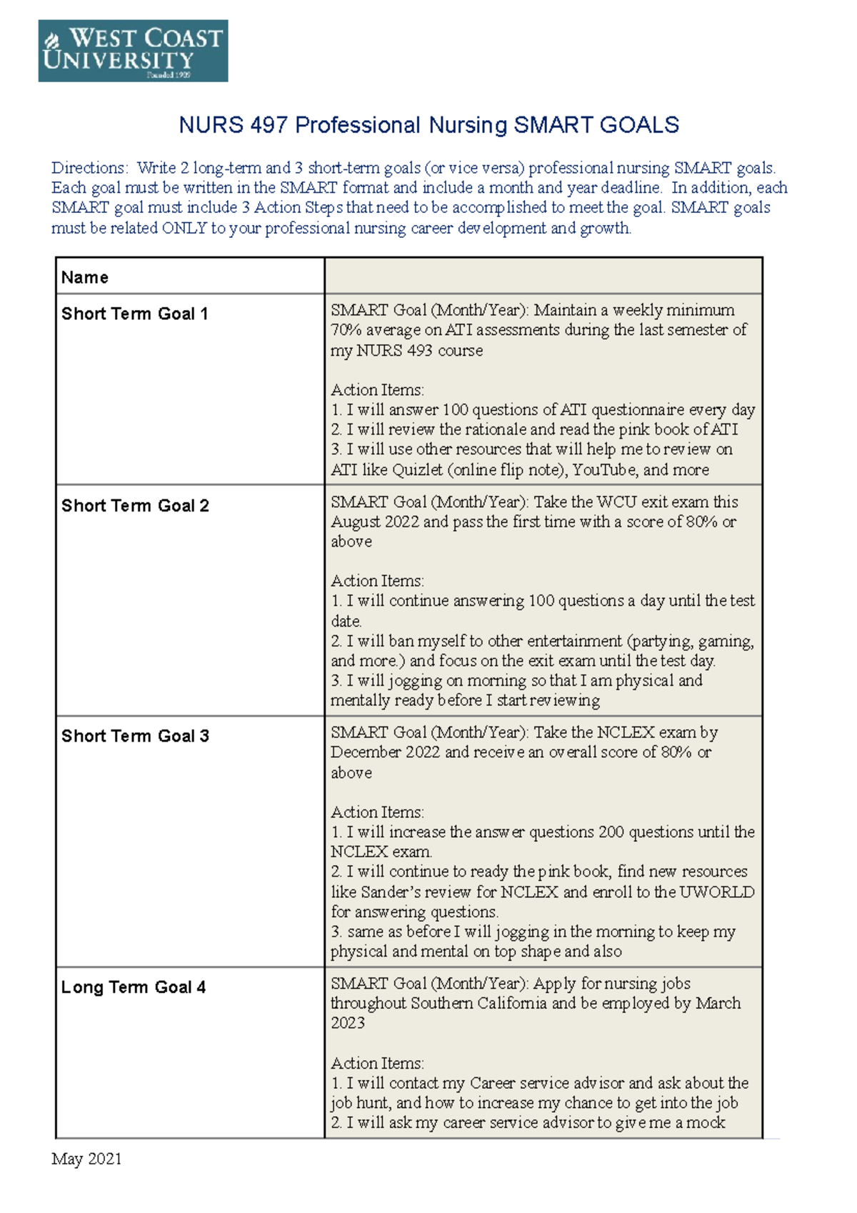 Smart Goals - template - Rat) A low-residue diet consists of foods that ...