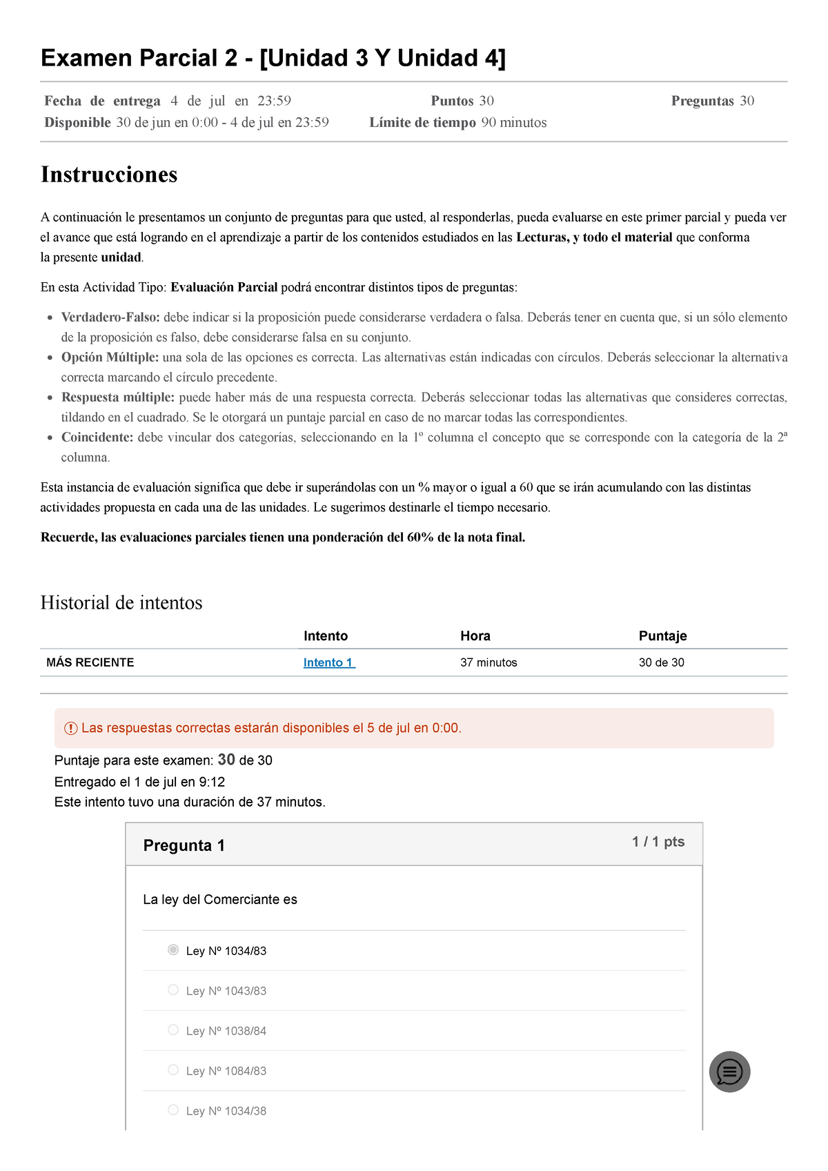 Examen Parcial 2 - [Unidad 3 Y Unidad 4] Contabilidad General - Examen ...