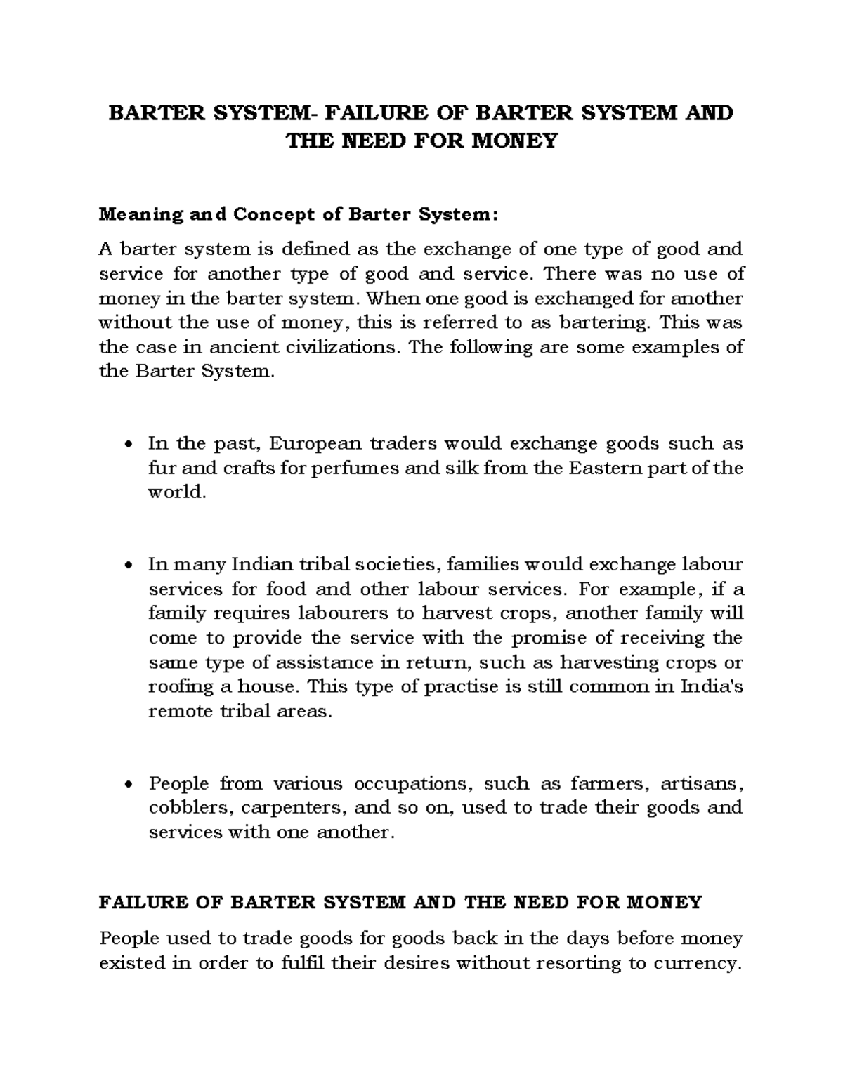 Barter System Lecture notes 3 Money and Banking Studocu