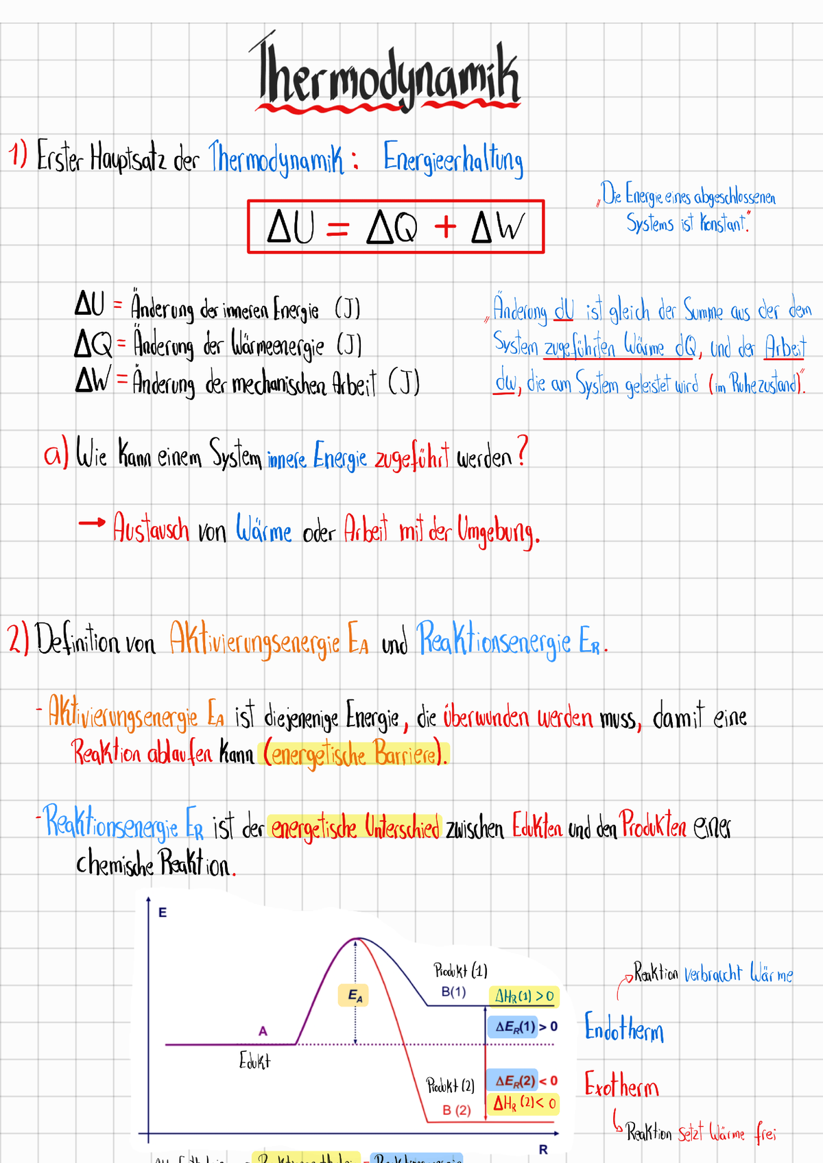 Thermodynamik - Zusammenfassung - Grundlagen Der Chemie Für ...