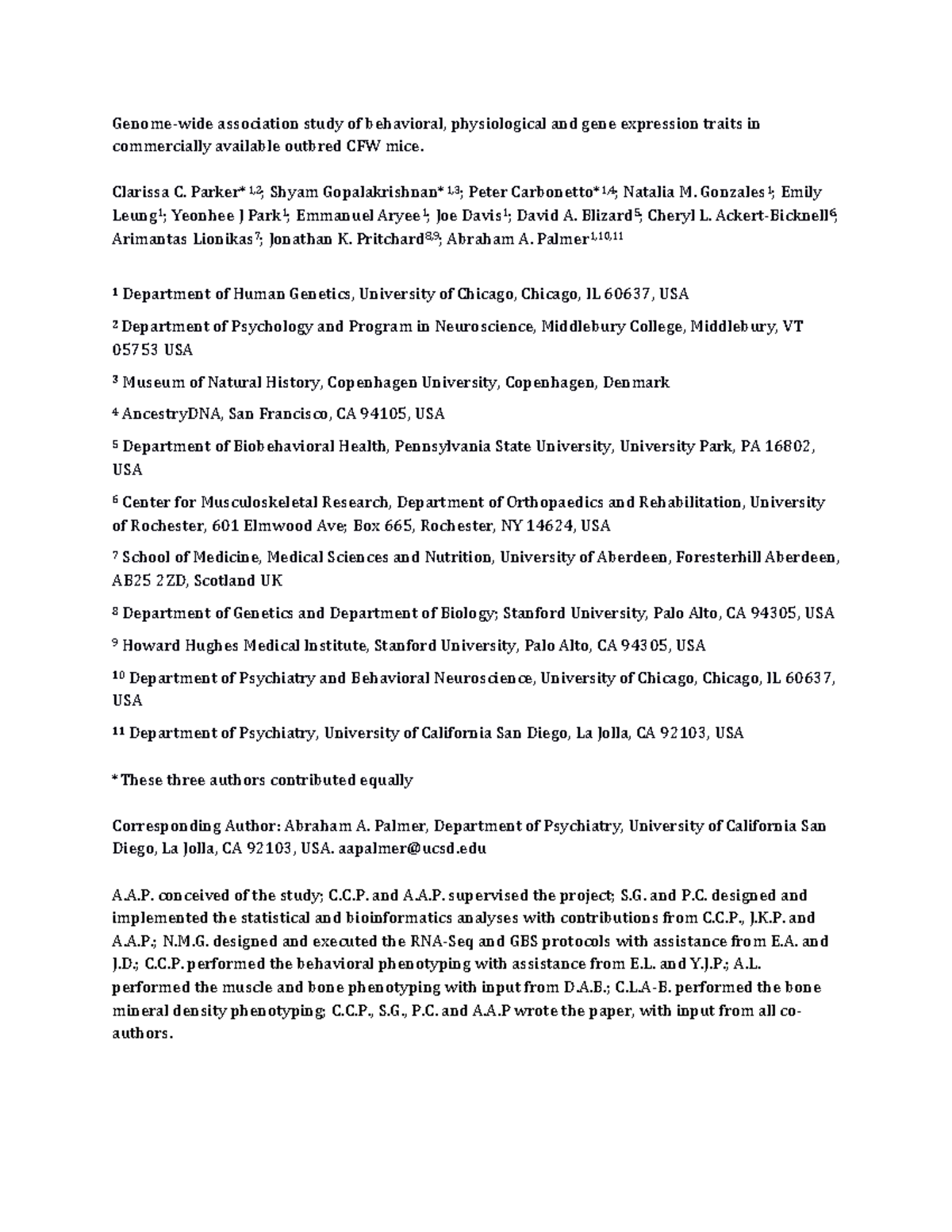 Genome-wide association study of behavioral, physiological and gene ...