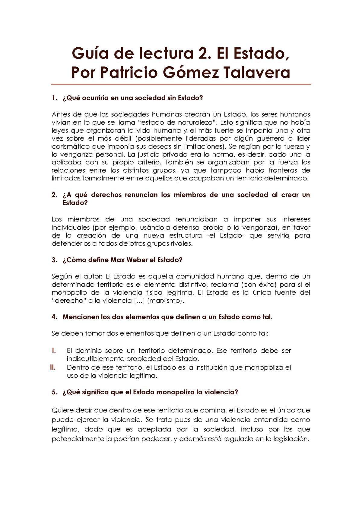 Guia 2 El Estado Por Patricio Gómez Talavera Guía De Lectura 2 El Estado Por Patricio 9959