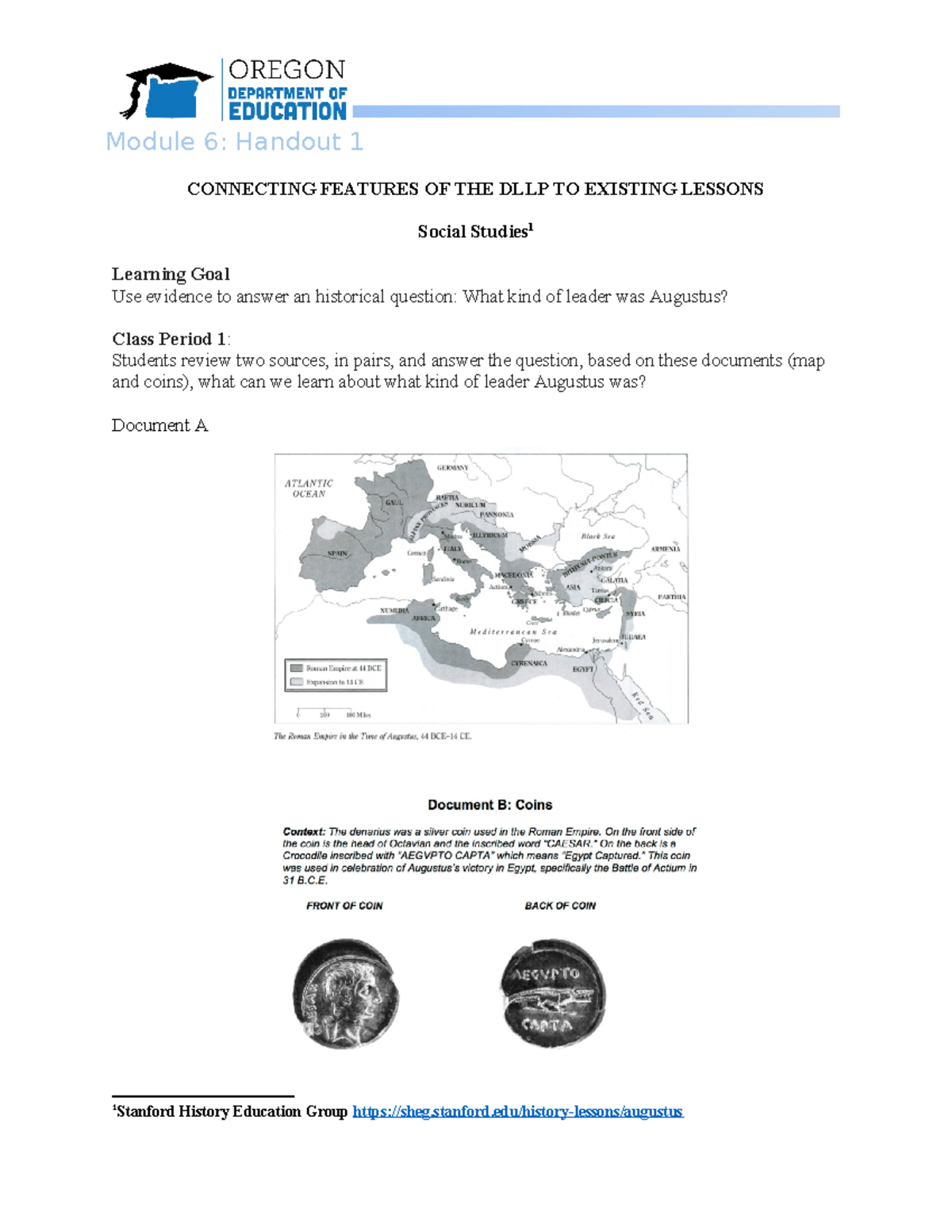 Module 6 Handout 1 - Module 6: Handout 1 CONNECTING FEATURES OF THE ...