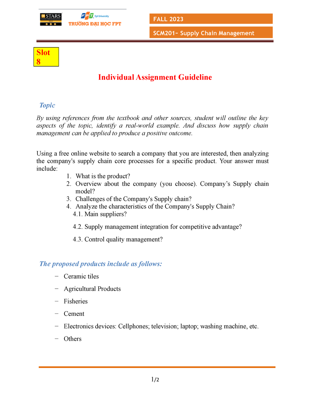 -SCM201 Individual-2023 - Slot 8 Individual Assignment Guideline Topic ...