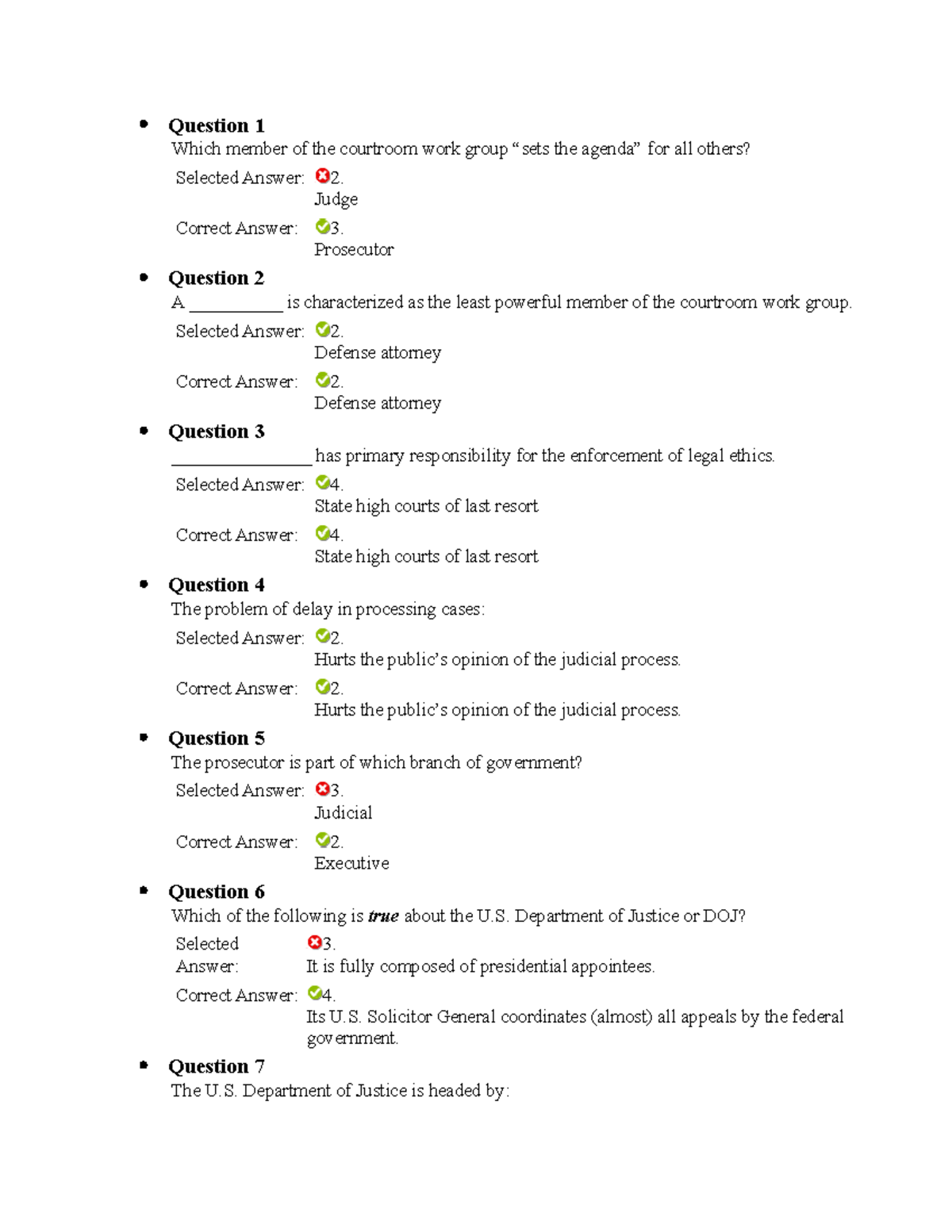 Courtroom Work Group and Legal Ethics Quiz Studocu