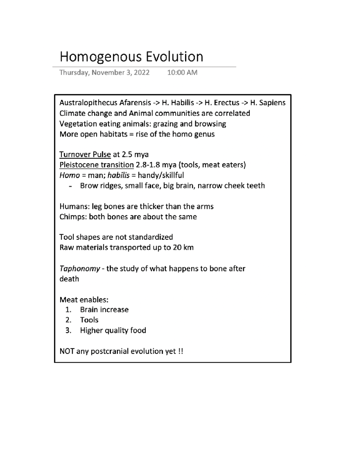 Homogenous Evolution - Brian Villamore - ANTH 102 - Studocu