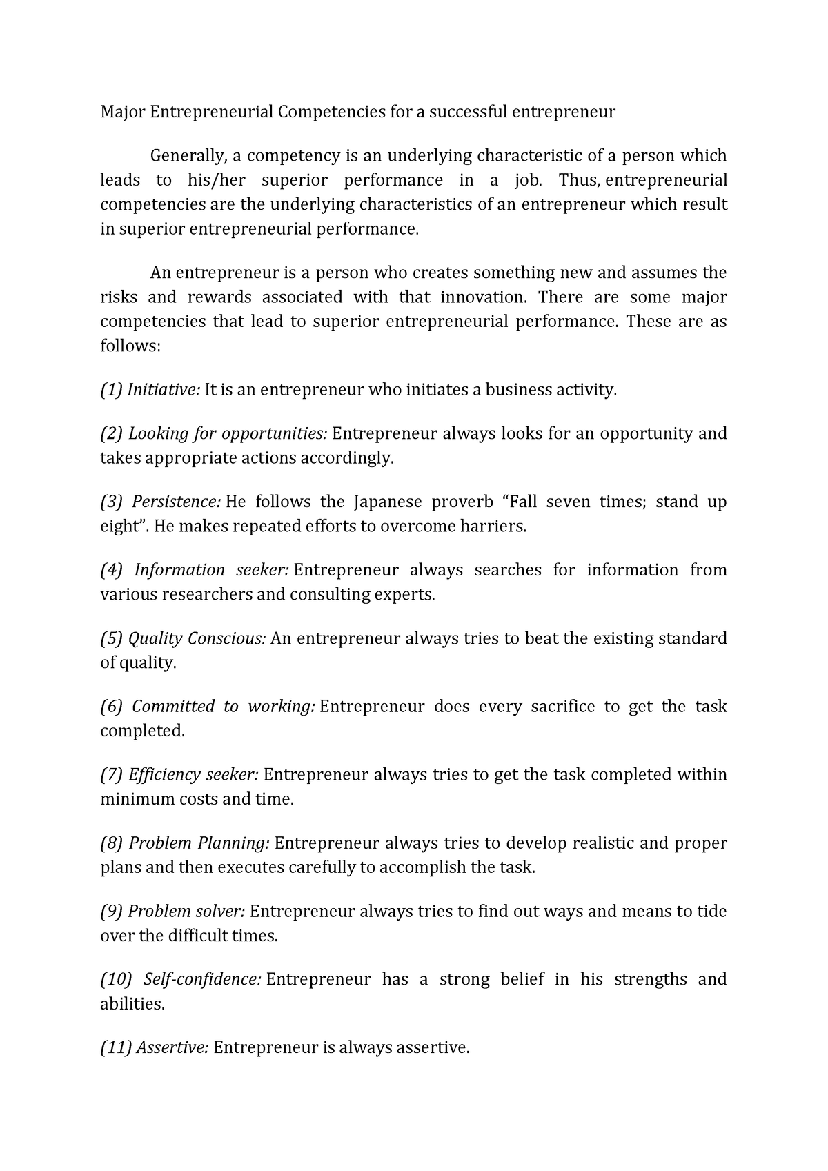 Entrepreneurial Competencies 2 - Thus, Entrepreneurial Competencies Are ...