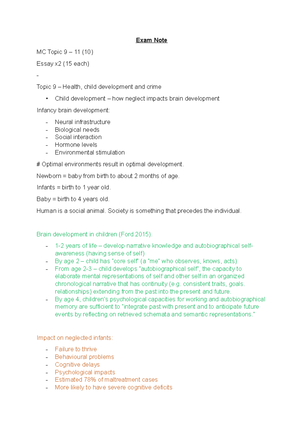 Exam revision - Examination notes - Exam Note MC Topic 9 – 11 (10 ...