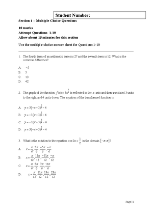 North Sydney Girls 2022 HSC Trial Mathematics Advanced - North Sydney ...