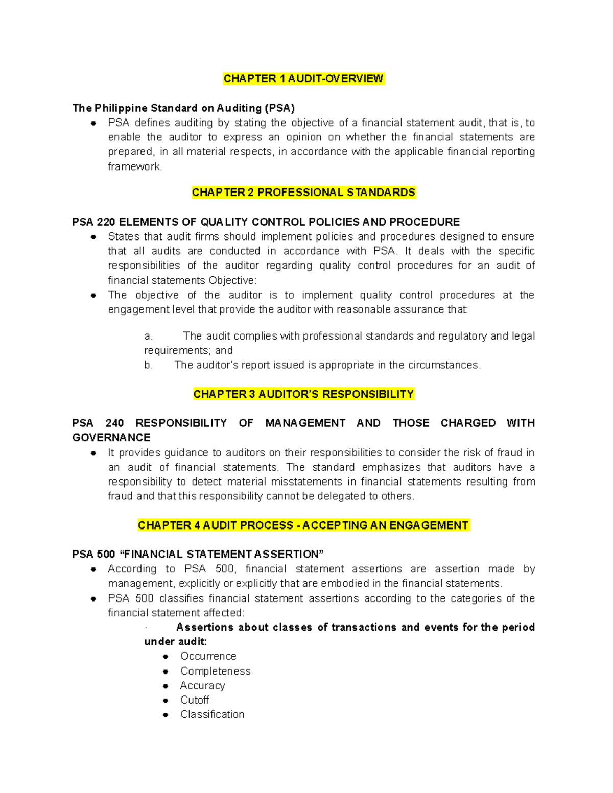 PSAs-final - Tyyuiiii - CHAPTER 1 AUDIT-OVERVIEW The Philippine ...