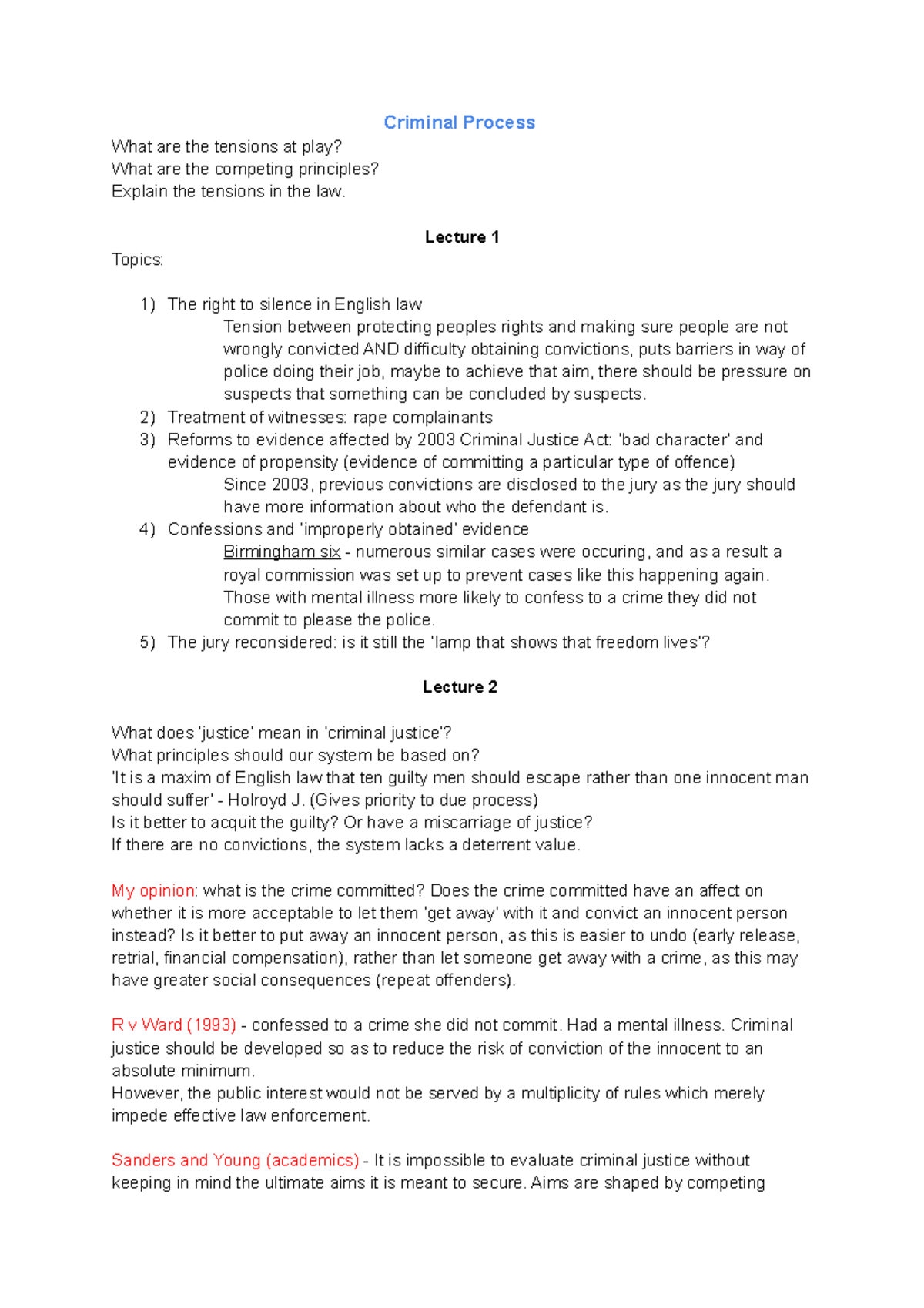 Criminal Process - Lecture Notes - Criminal Process What are the ...