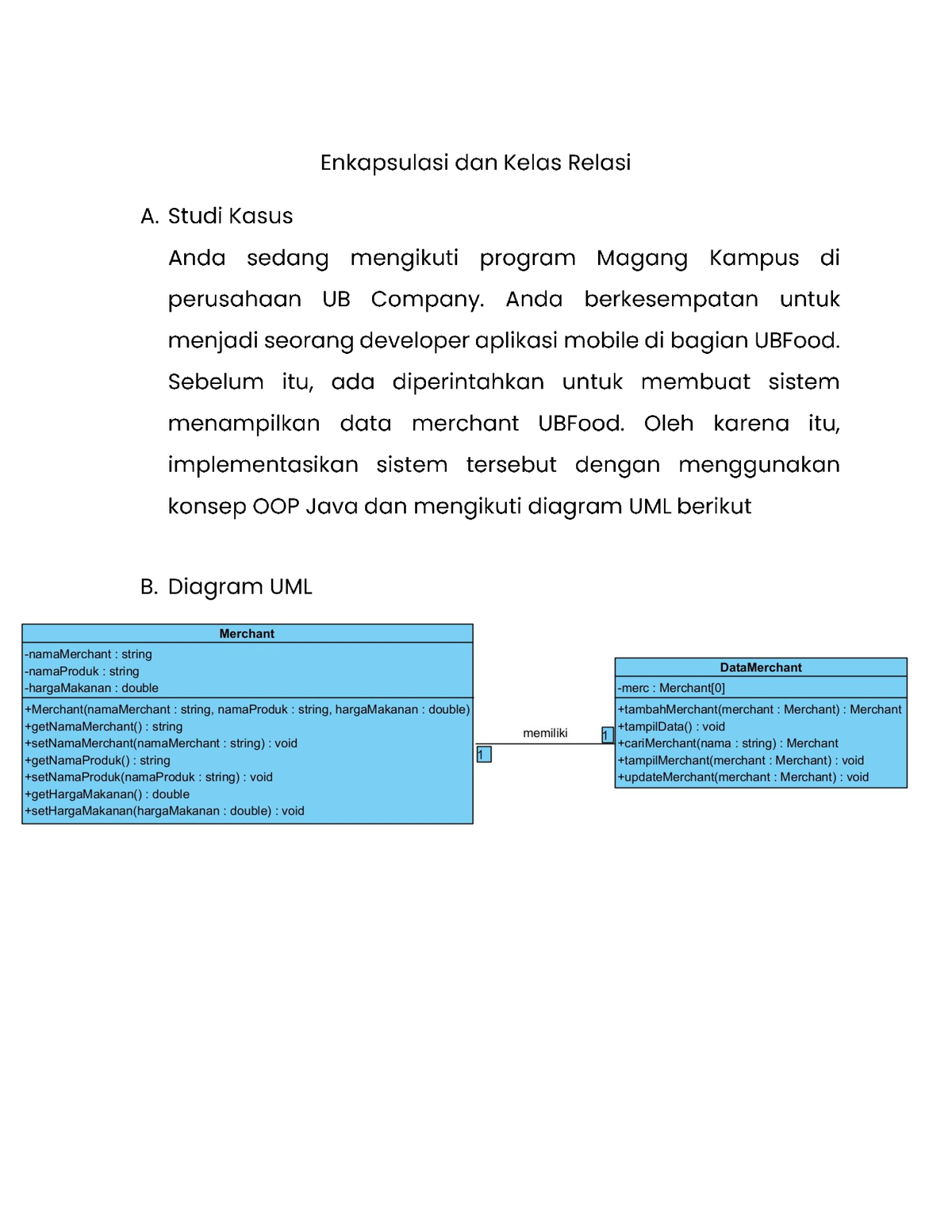 Tugas 1 Enkapsulasi - Assignment - Pemrograman Lanjut - Studocu