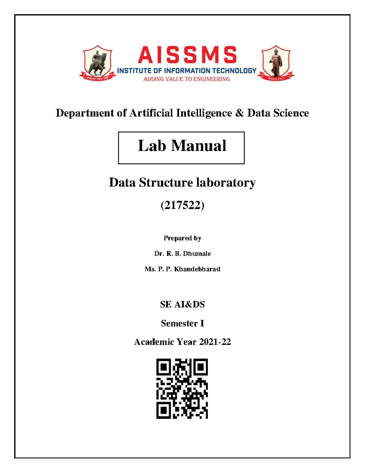 LAb Manual Data Structure Lab - Lab Manual Department of Artificial ...