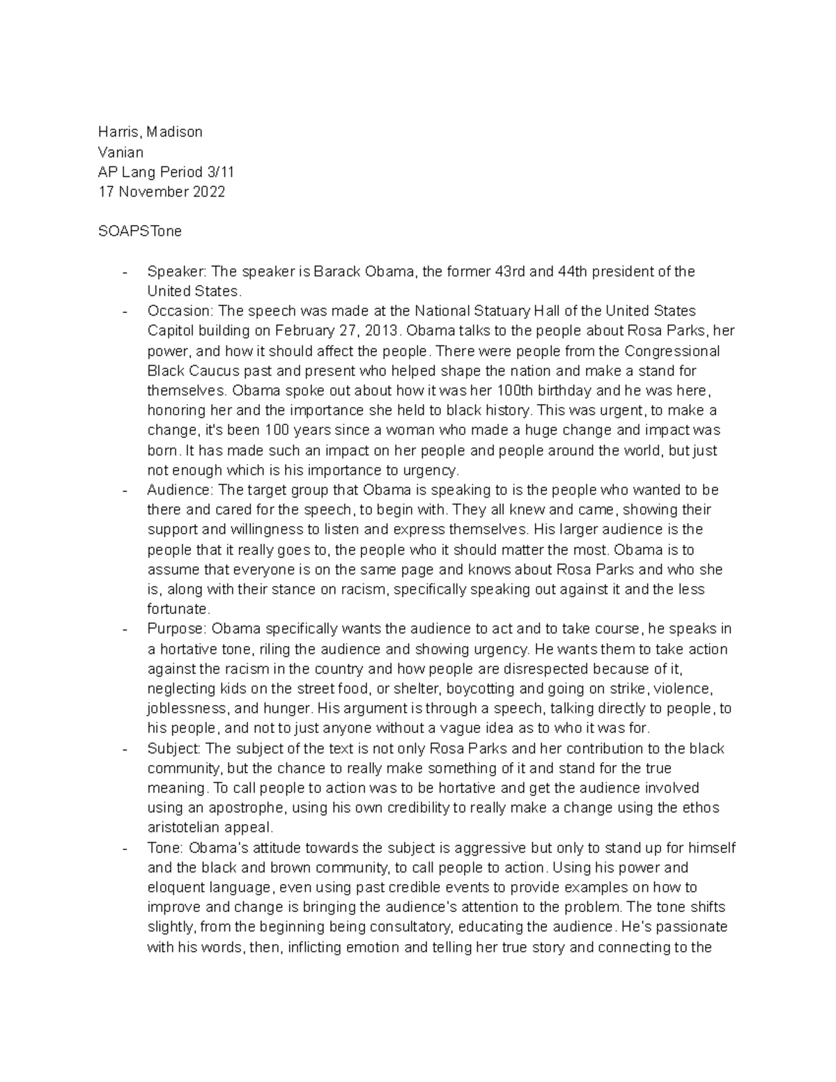 Mharris vanian p3 11 soapstone Harris, Madison Vanian AP Lang Period