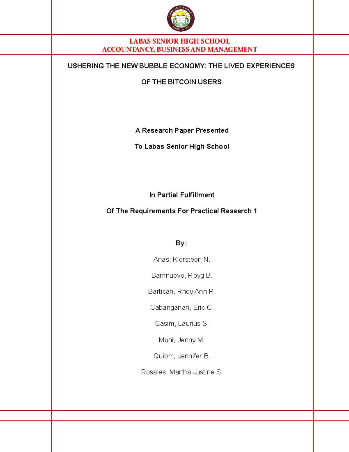 Uhering THE NEW Bubble Economy THE Lived Experiences OF THE Bitcoin