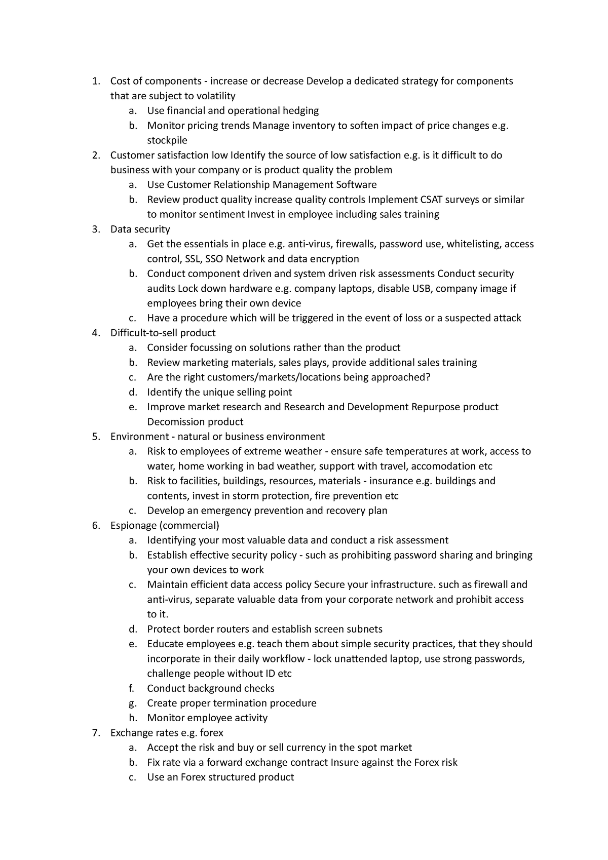 BR Part 2 - Business Risks - Cost of components - increase or decrease ...